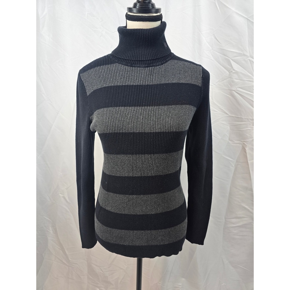 Ralph Lauren Black Ribbed Turtleneck Sweater RL‎ Logo Women's